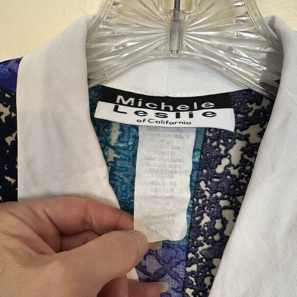 Vtg Womens Patchwork Top Michele Leslie Of California Button Up Blouse 90s - Picture 2 of 7